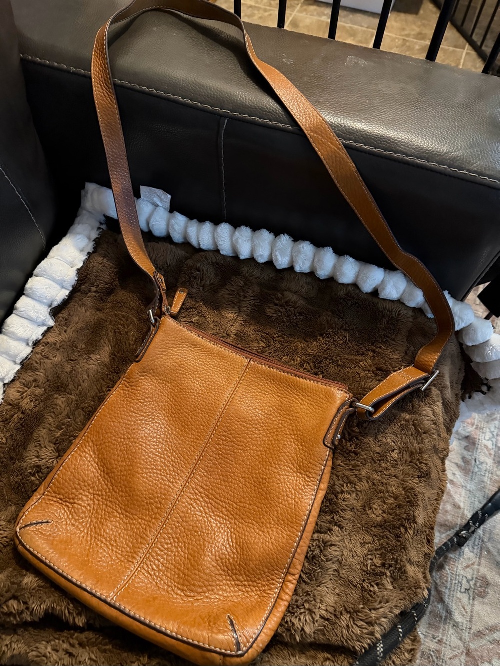 Fossil Tan Leather Crossbody Shoulder Bag